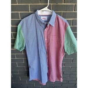 Stafford Prep Button up Shirt Men's Size XXL Color Block Short Sleeve Cotton